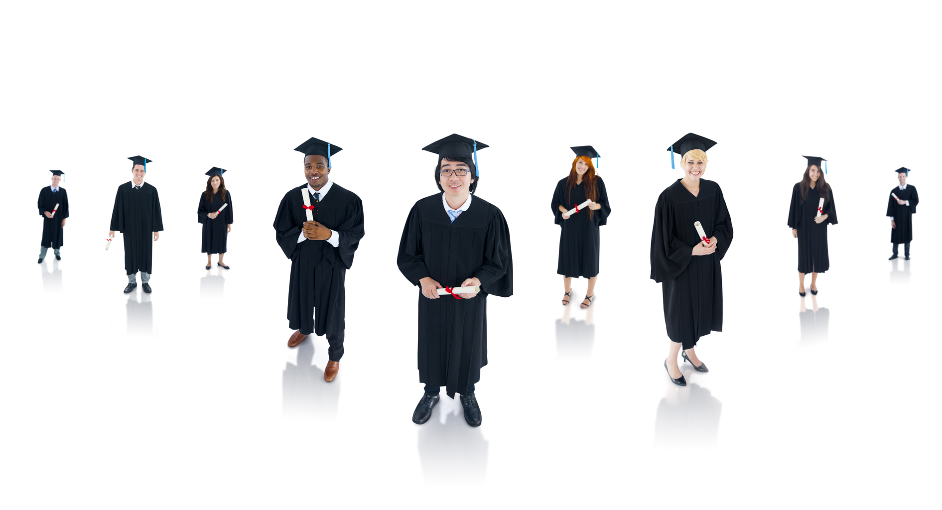 Group of multi-ethnic successful graduating students.